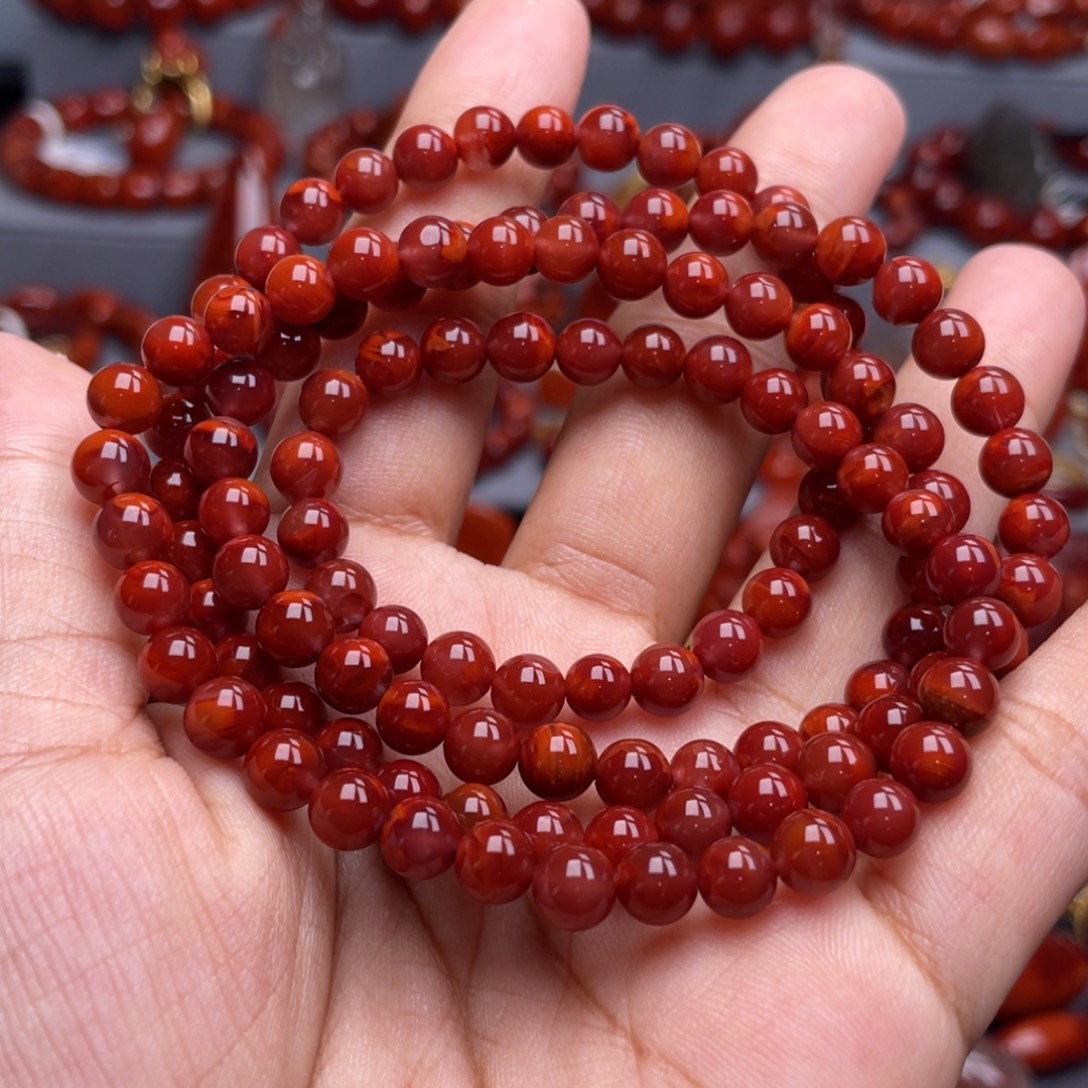 南红玛瑙未镶嵌珠宝奇石多圈6mm