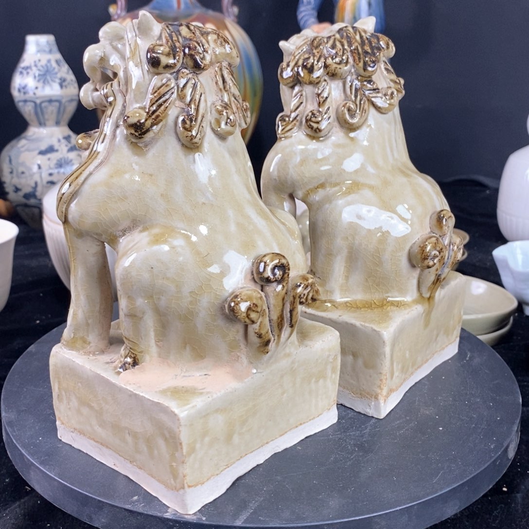 摆件六*后相州窑狮子瓷器