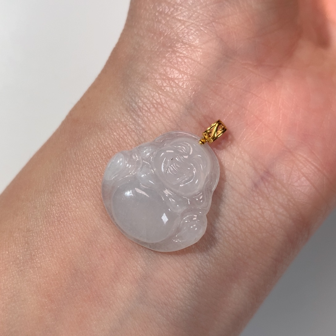 翡翠颈饰18K金镶嵌佛公