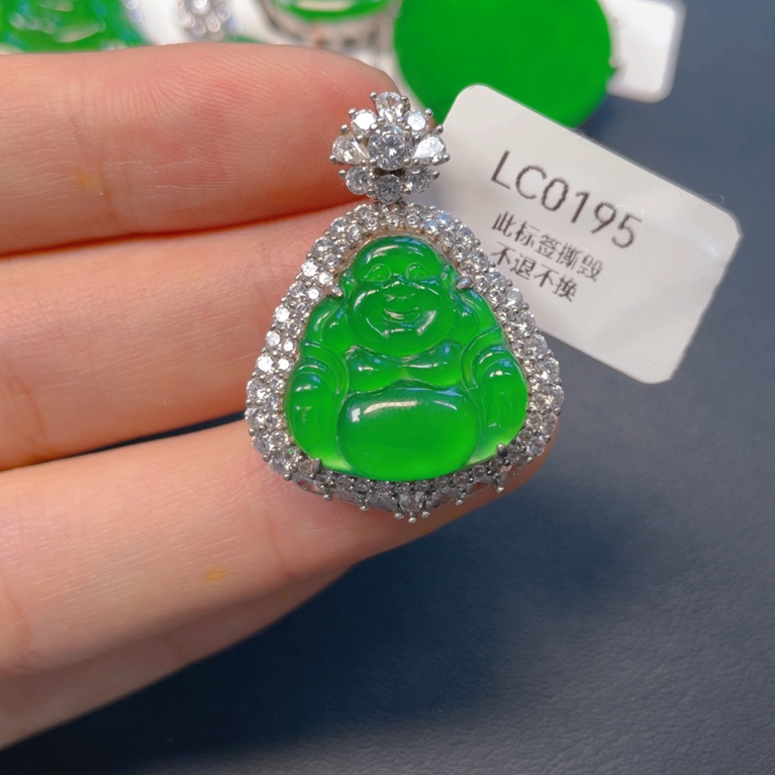 翡翠银S925镶嵌吊坠(不含链)