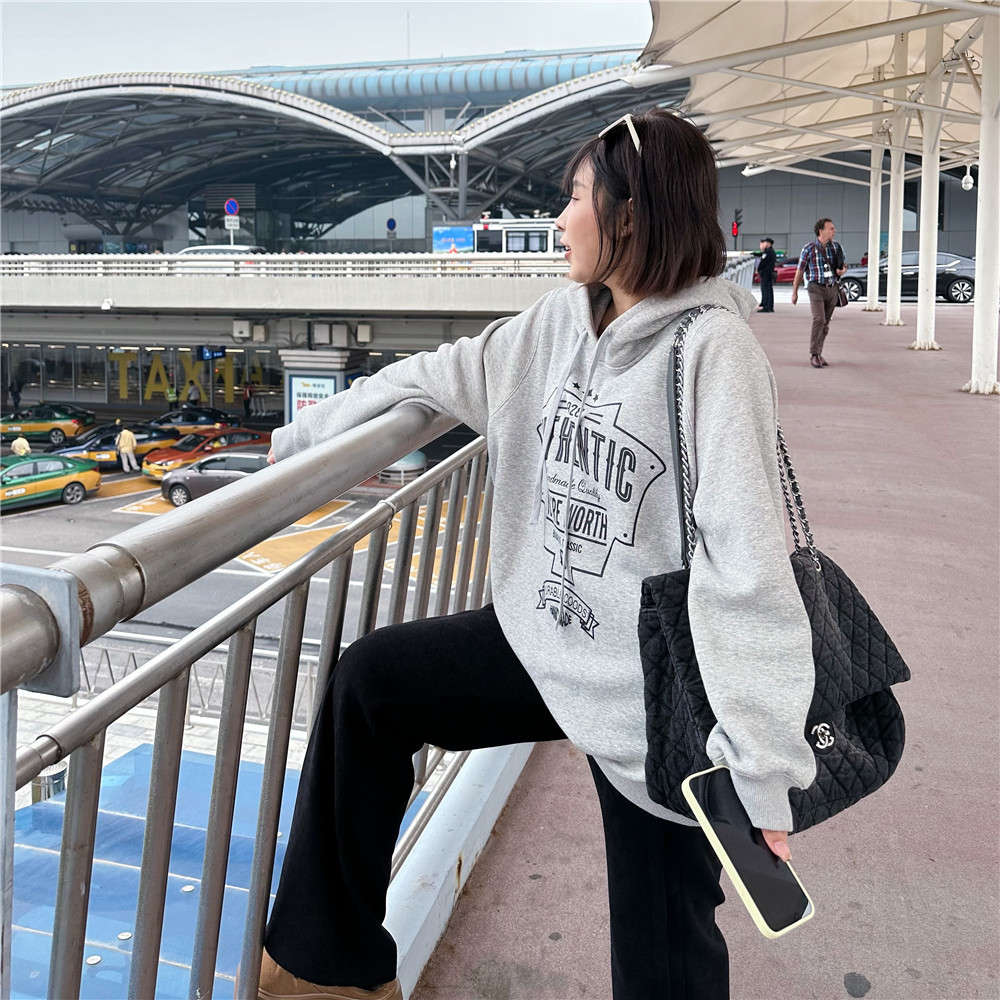 【冬上新】胖mm显瘦加绒正肩连帽卫衣外套200斤加大码女装_8277-GN3