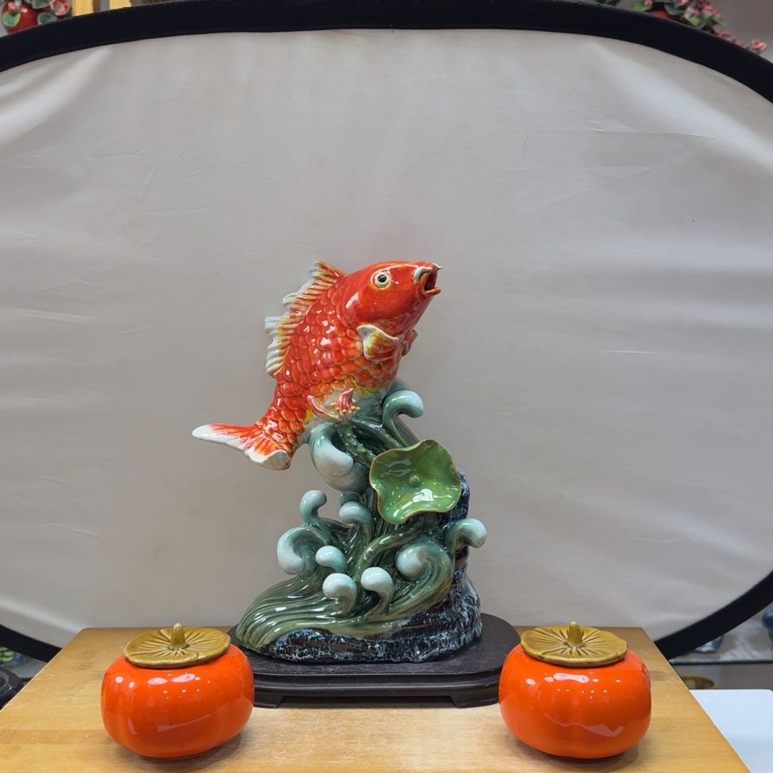 陶瓷年年有余送柿子高32