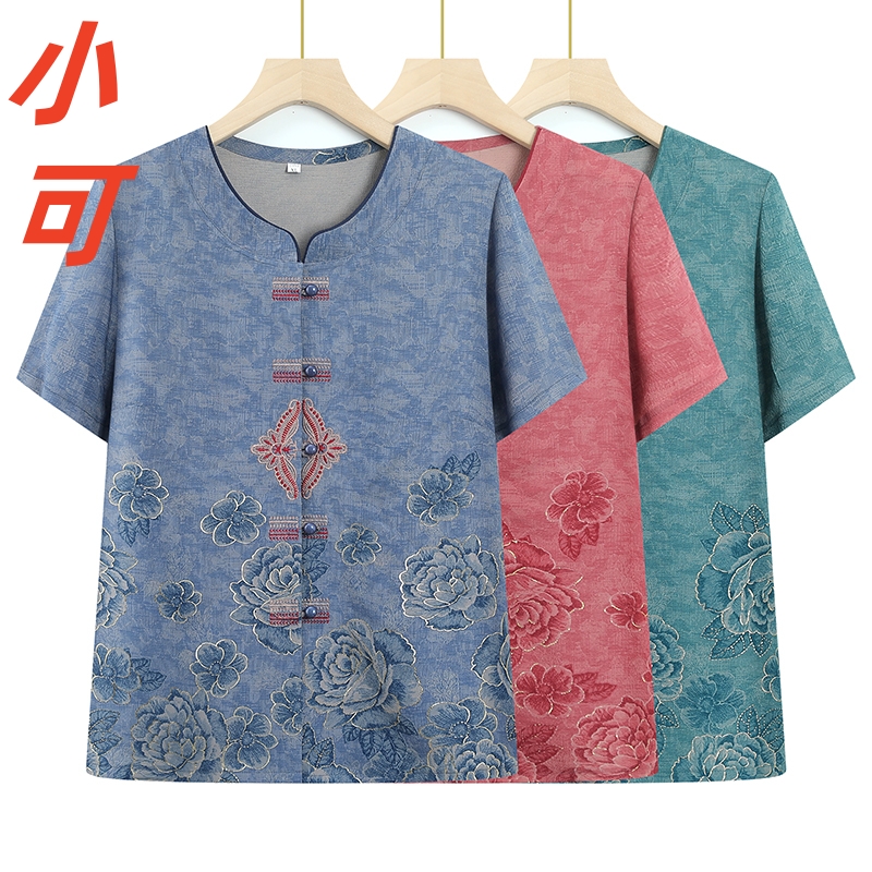 中老年人妈妈中国风夏装衬衣奶奶新中式春秋款衬衫老人太太上衣服