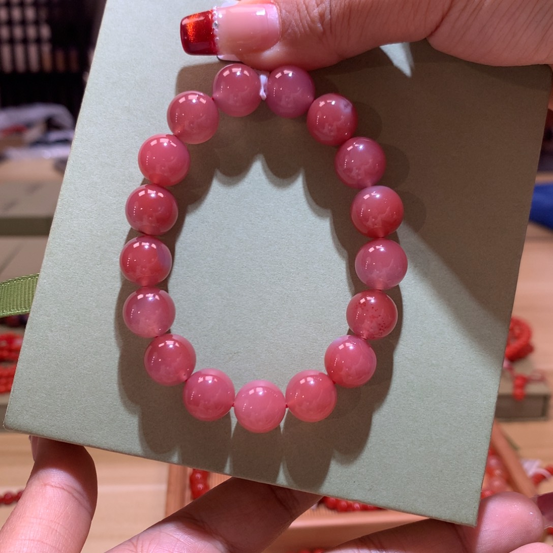 南红玛瑙12+大黑洞玫红单圈241127-40未镶嵌