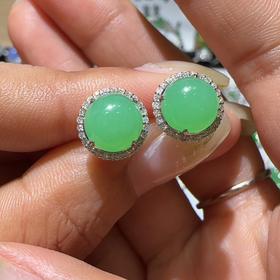 【闪购商品】翡翠18K金镶嵌耳饰缅甸