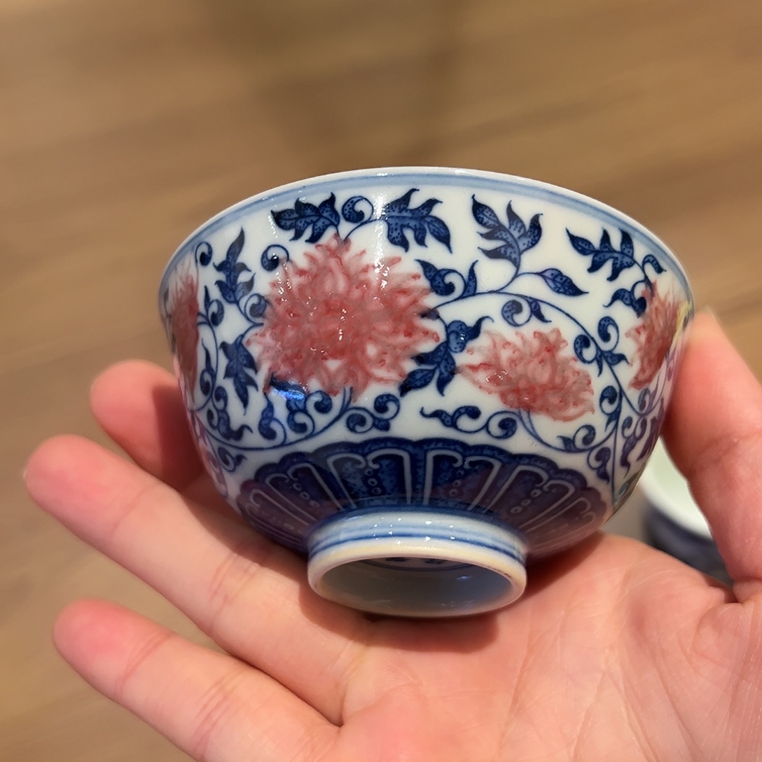 天***岸微瑕臻玉古坊釉里红杯杯杯杯