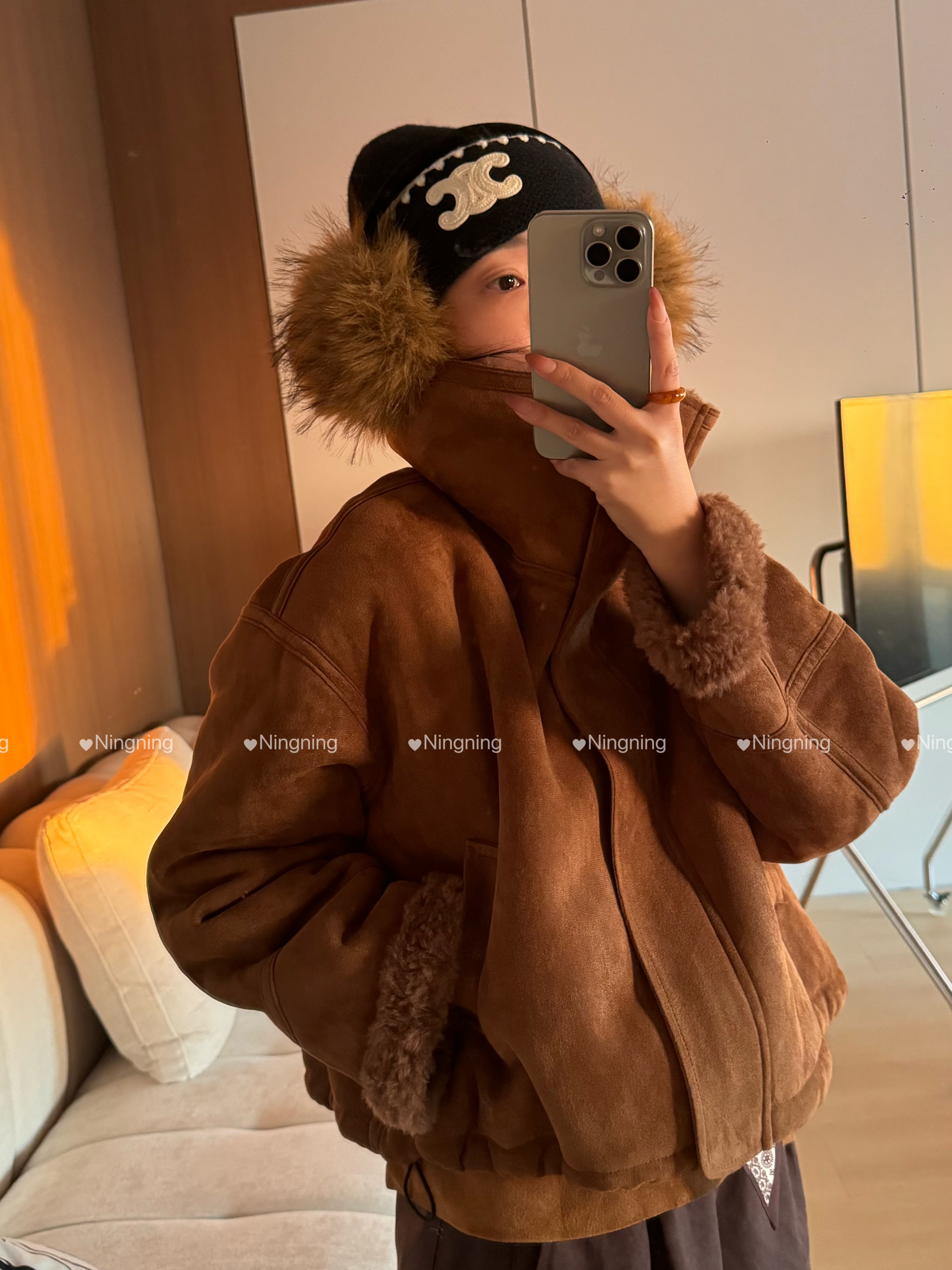 美拉德色系大翻领100%羊毛冬季外套休闲百搭宽松