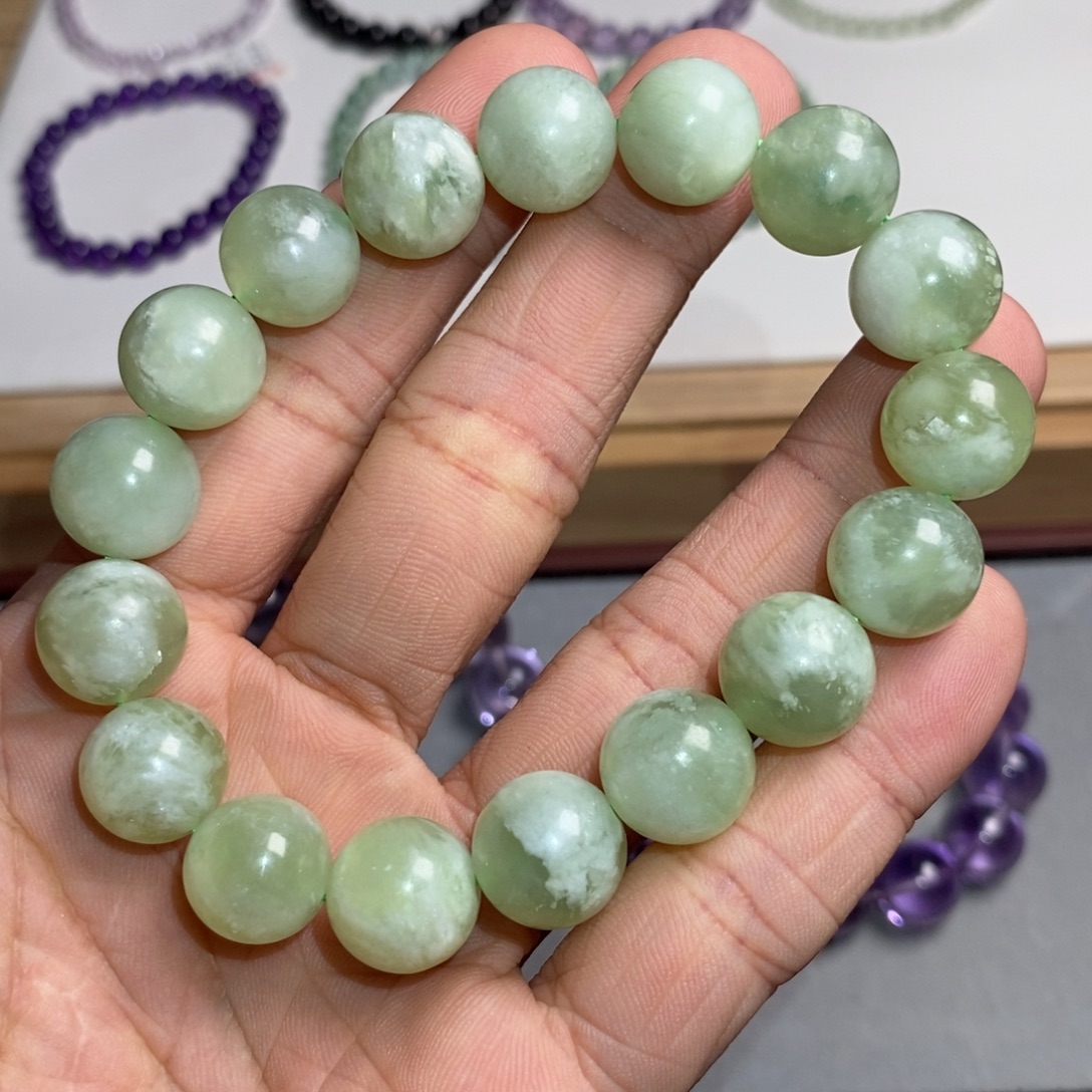 手链水晶未镶嵌青提奶盖12‘8mm