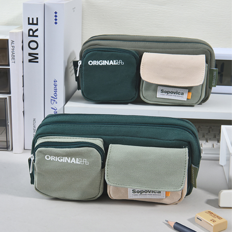 ins简约多功能多层大容量笔袋文具收纳中小学生女孩男孩文具盒