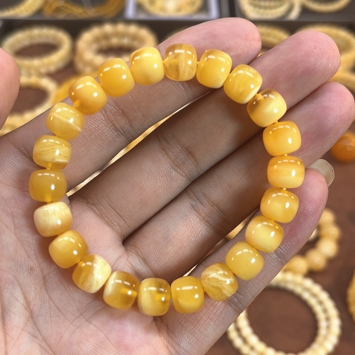 未镶嵌蜜蜡手串纯天然俄料黄蜜聚宝盆
