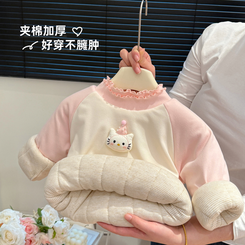 儿童冬季加厚棉袄女童三层夹棉保暖棉衣女宝洋气潮款上衣衣服童装