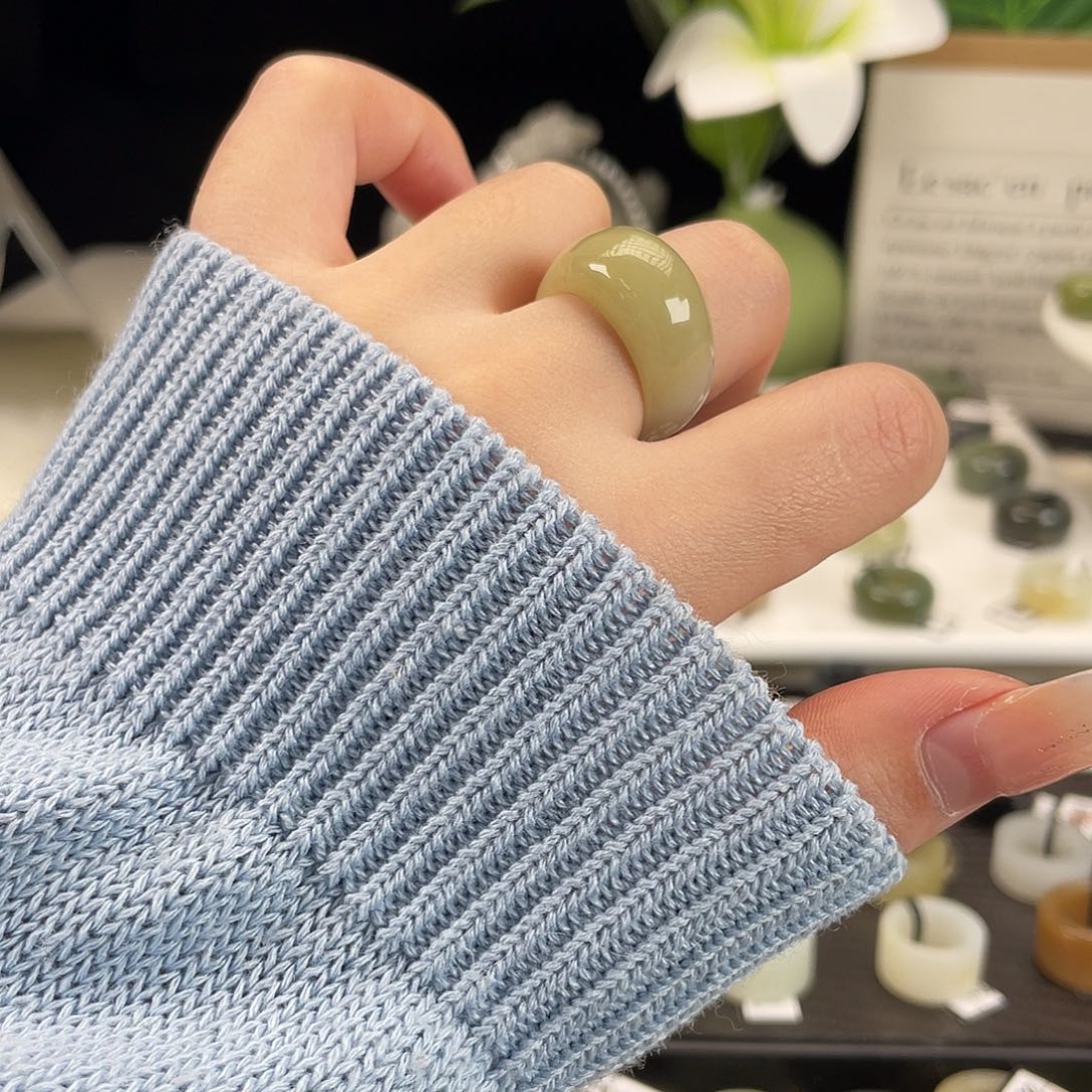 和田玉未镶嵌戒指h1姜黄馒头17.3不退换