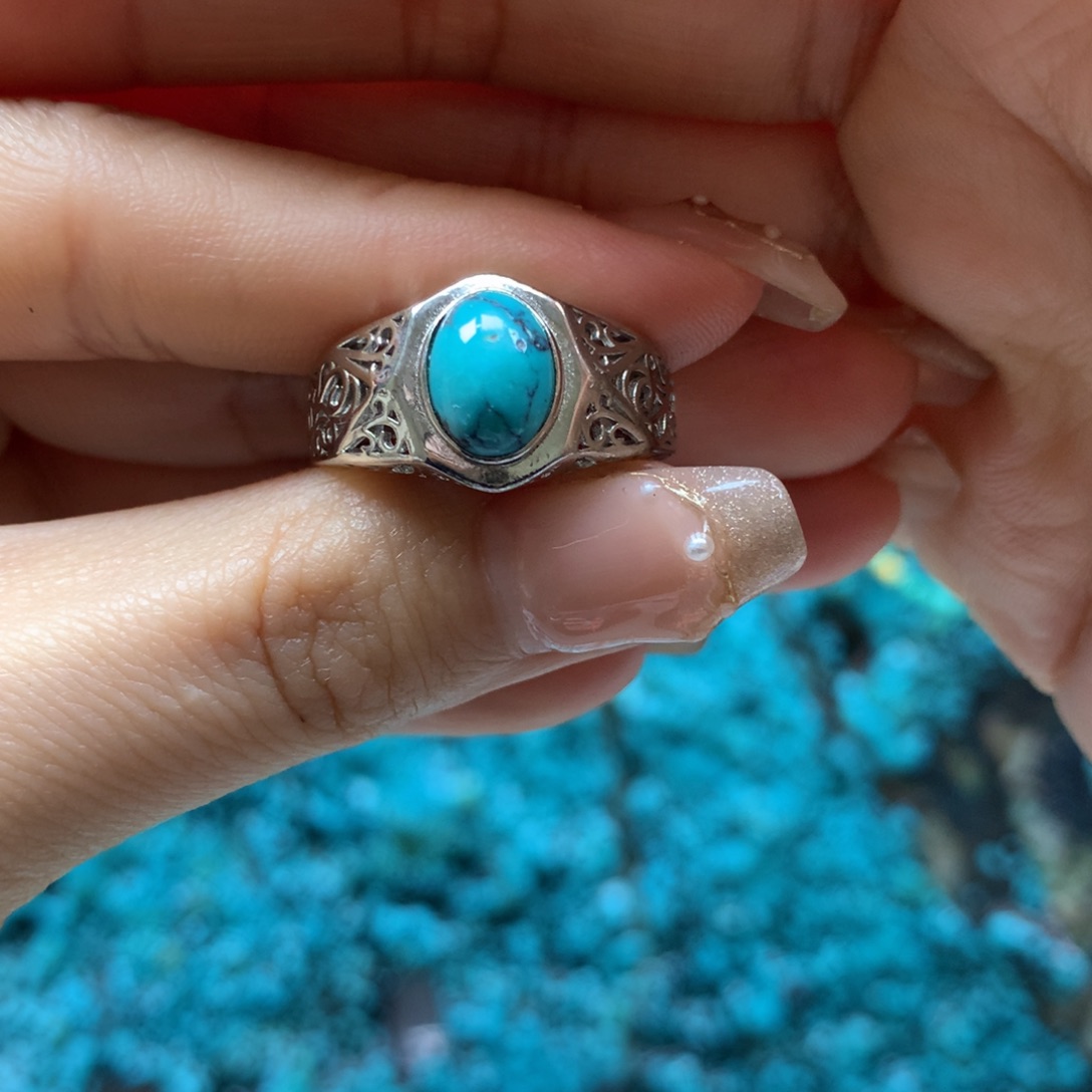 绿松石戒指银S925镶嵌