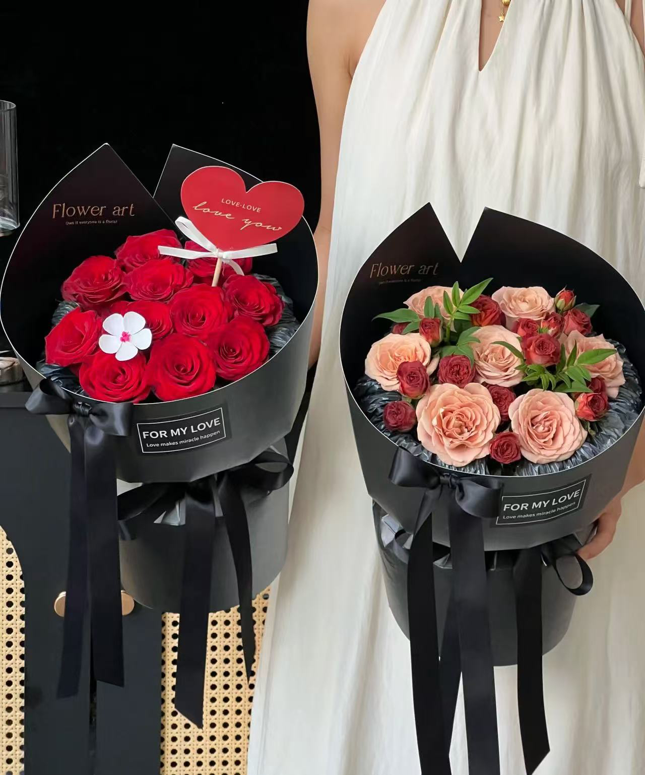 新款七夕节纯色极简双尖角定型片一体成型双面防水加厚卡纸包装纸