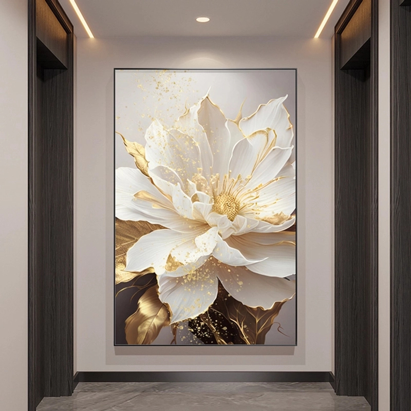 【金叶生财】牡丹装饰画晶瓷大气走廊过道客厅背景墙挂画沙发背景墙