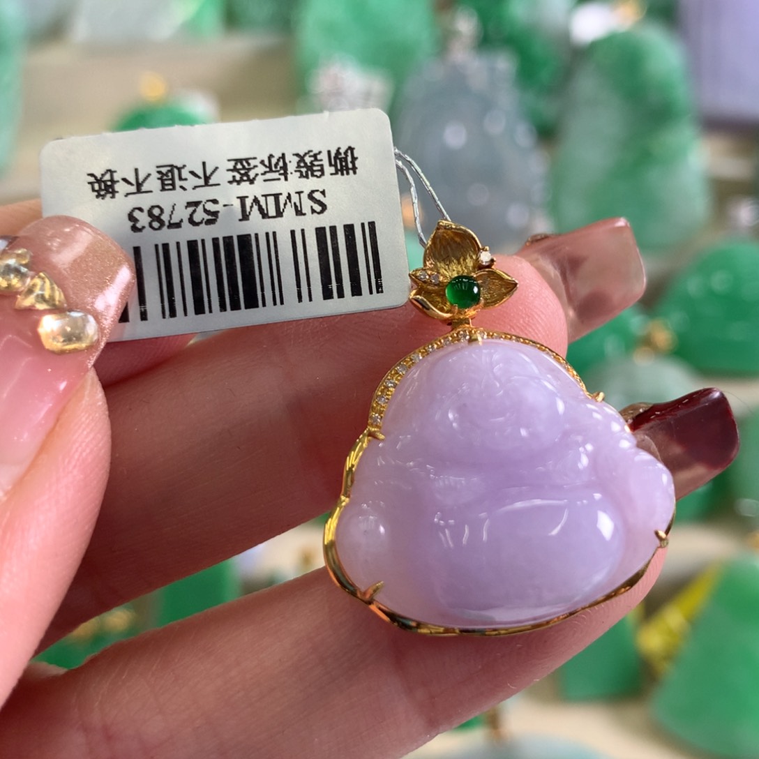 翡翠吊坠(不含链)18K金镶嵌
