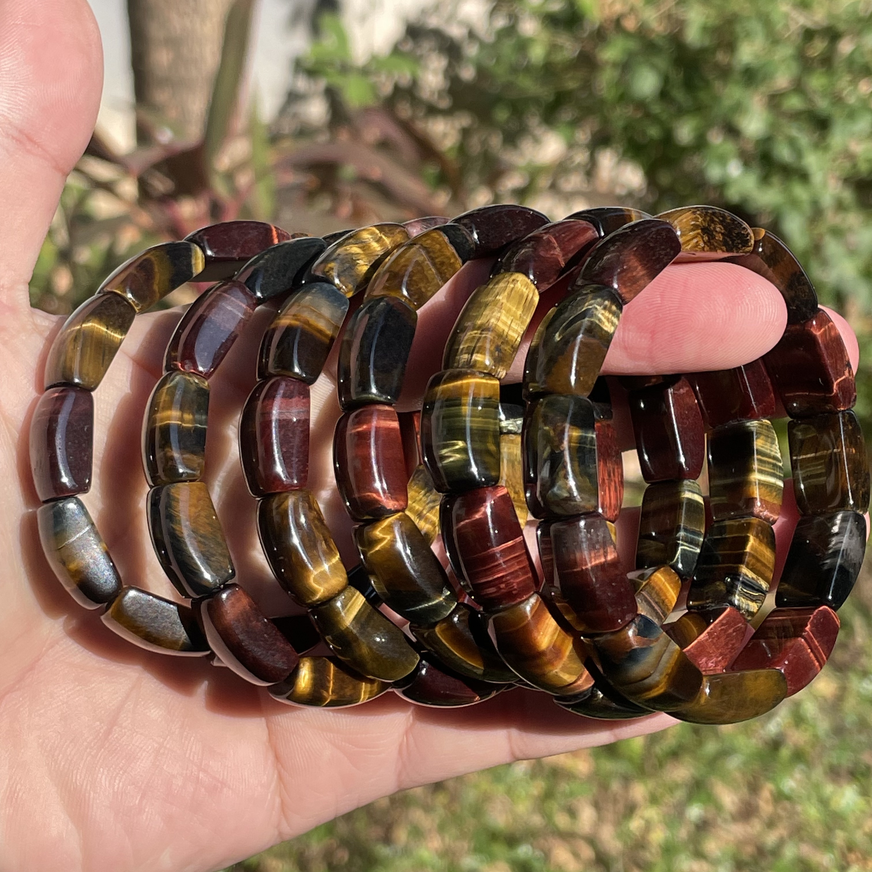 天然闪电虎眼石手牌三色虎眼蓝虎黄虎梦幻虎手镯手排猫眼平平安安