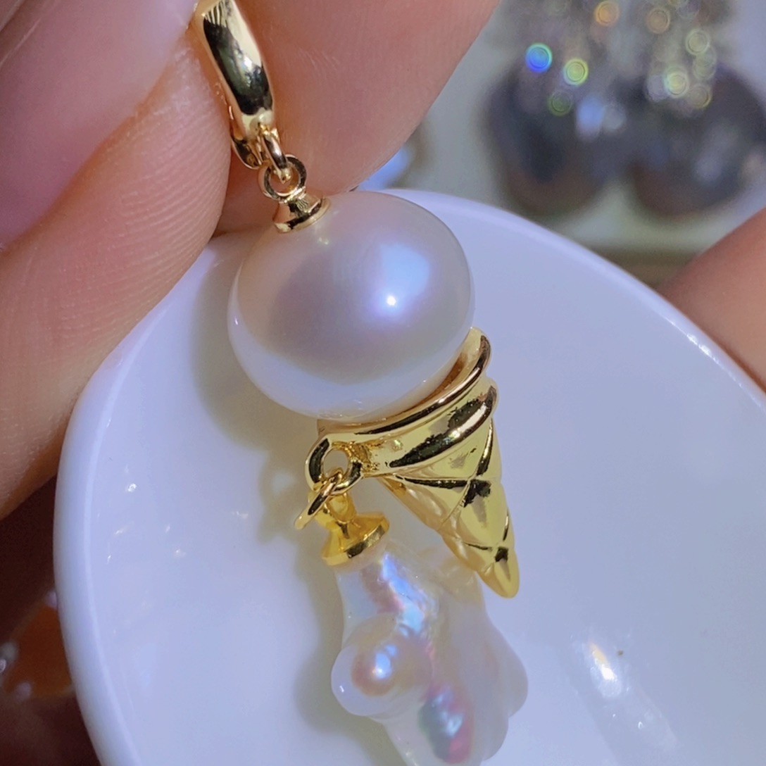 银S925镶嵌天然淡水珍珠淡水珍珠