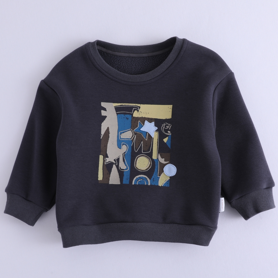 儿童单层加绒针织长袖卫衣T恤9231149