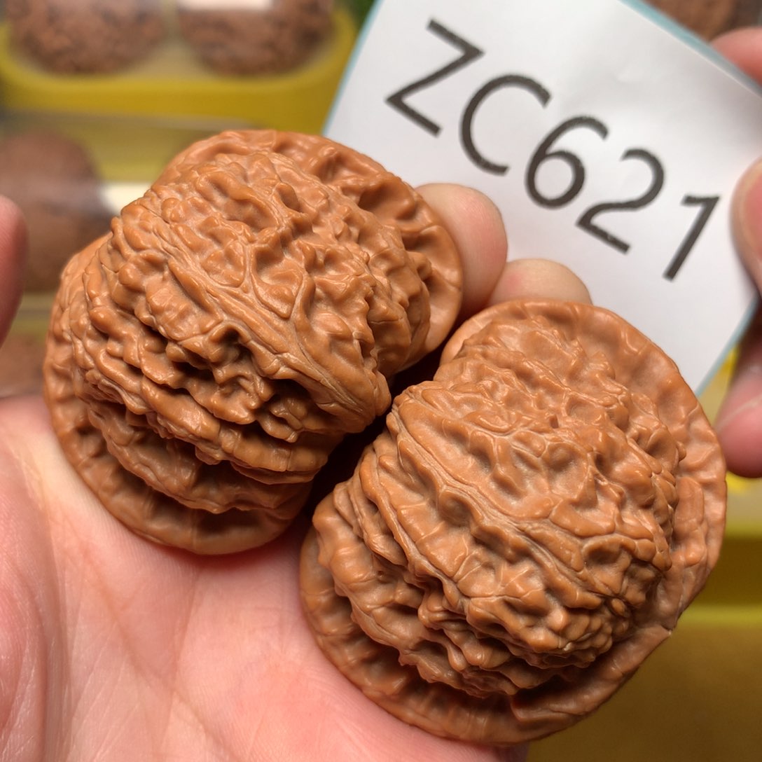 文玩核桃把件粗筋红皮闷白46