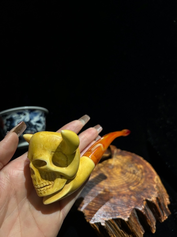 A.cevik海泡石斗 中大号传统3mm维京骷髅斗