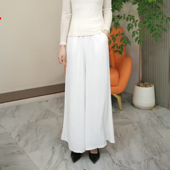 072/夏季冰丝高腰速干阔腿空调裤薄款