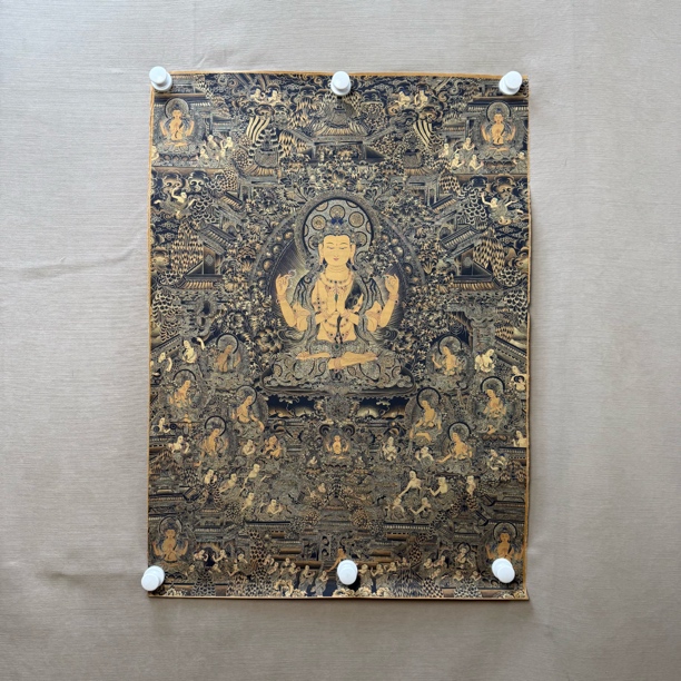 高端精品四臂观音绘画唐卡AA122