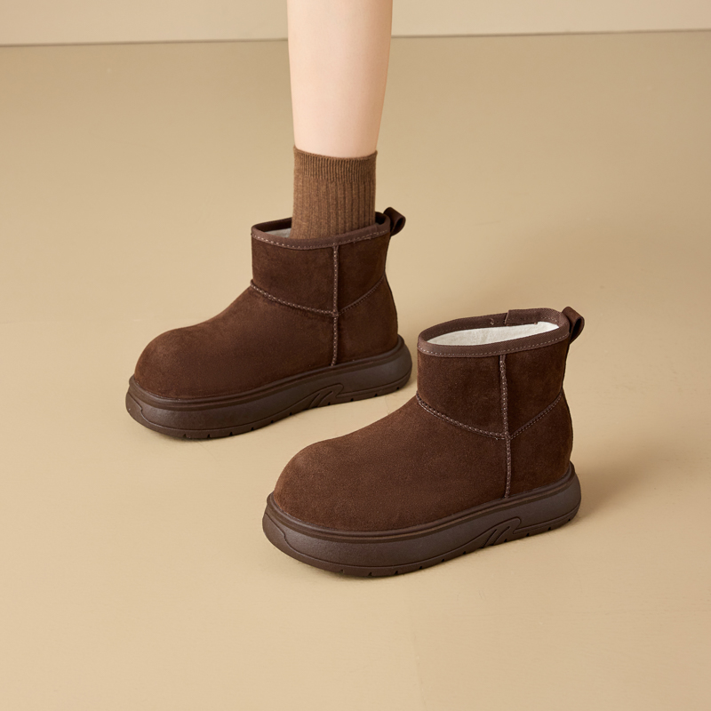 时尚雪地靴冬季咖色加绒女雪地靴棉鞋冬季加厚保暖