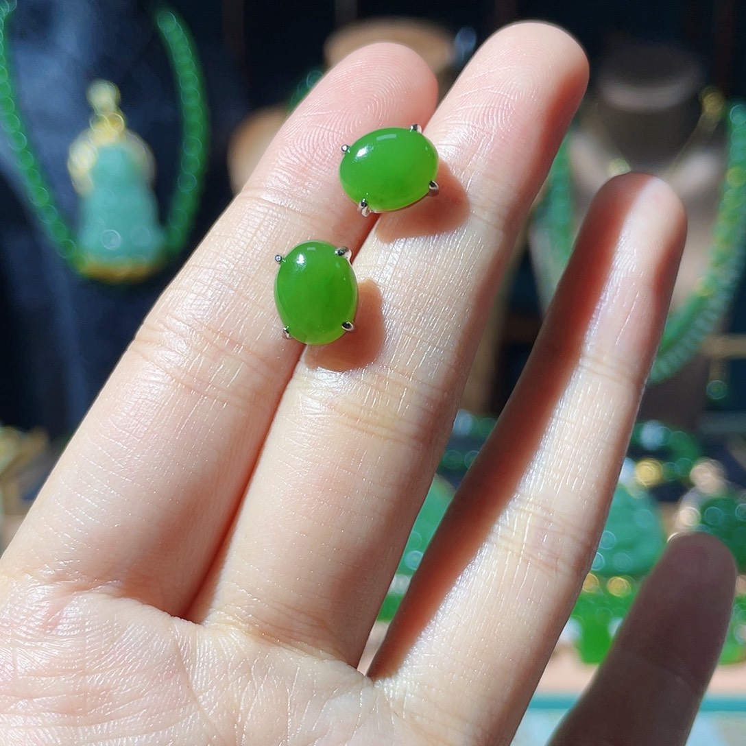 和田玉（碧玉）银S925镶嵌颈饰