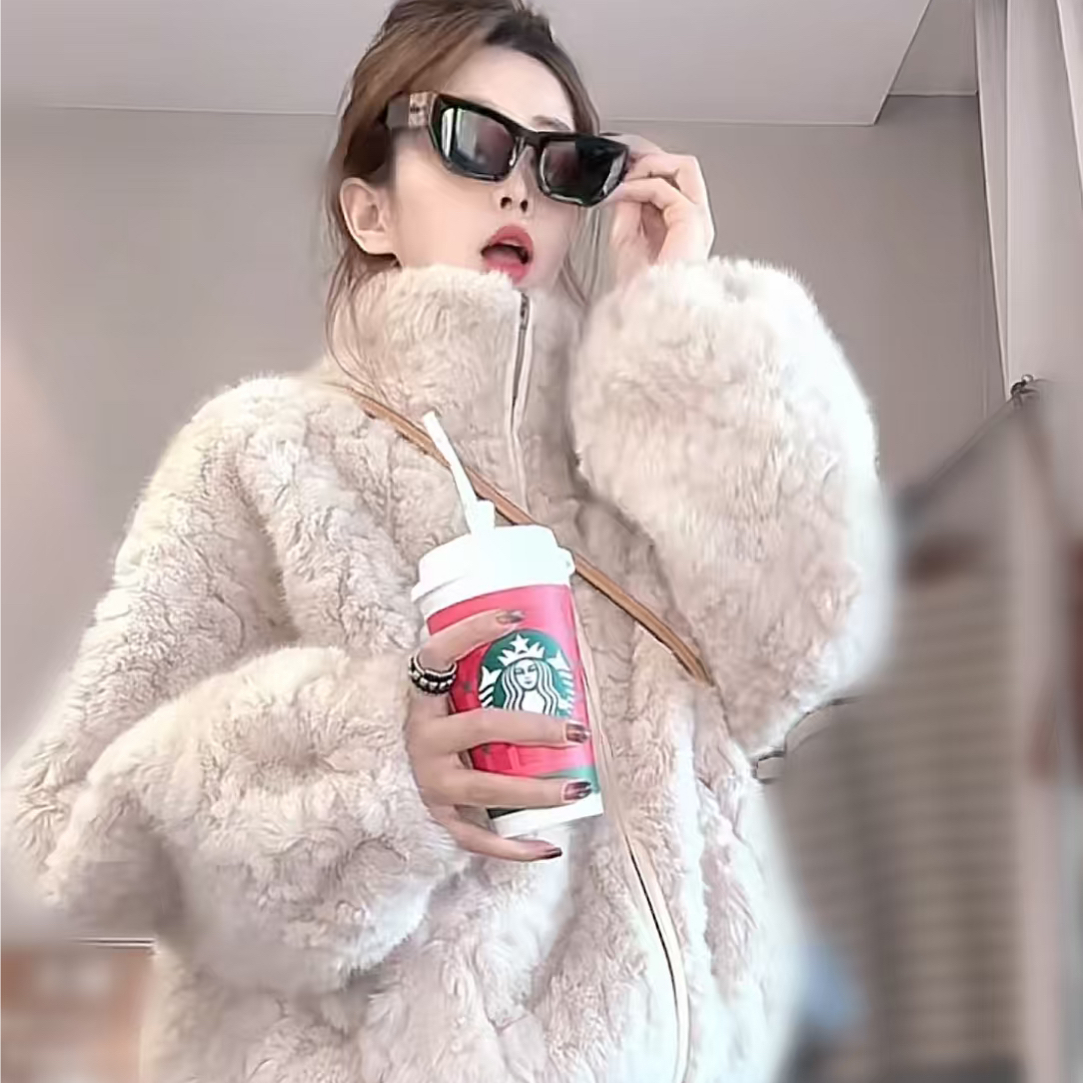 【暮光琥珀】定制拉链毛毛外套冬季加厚保暖外套