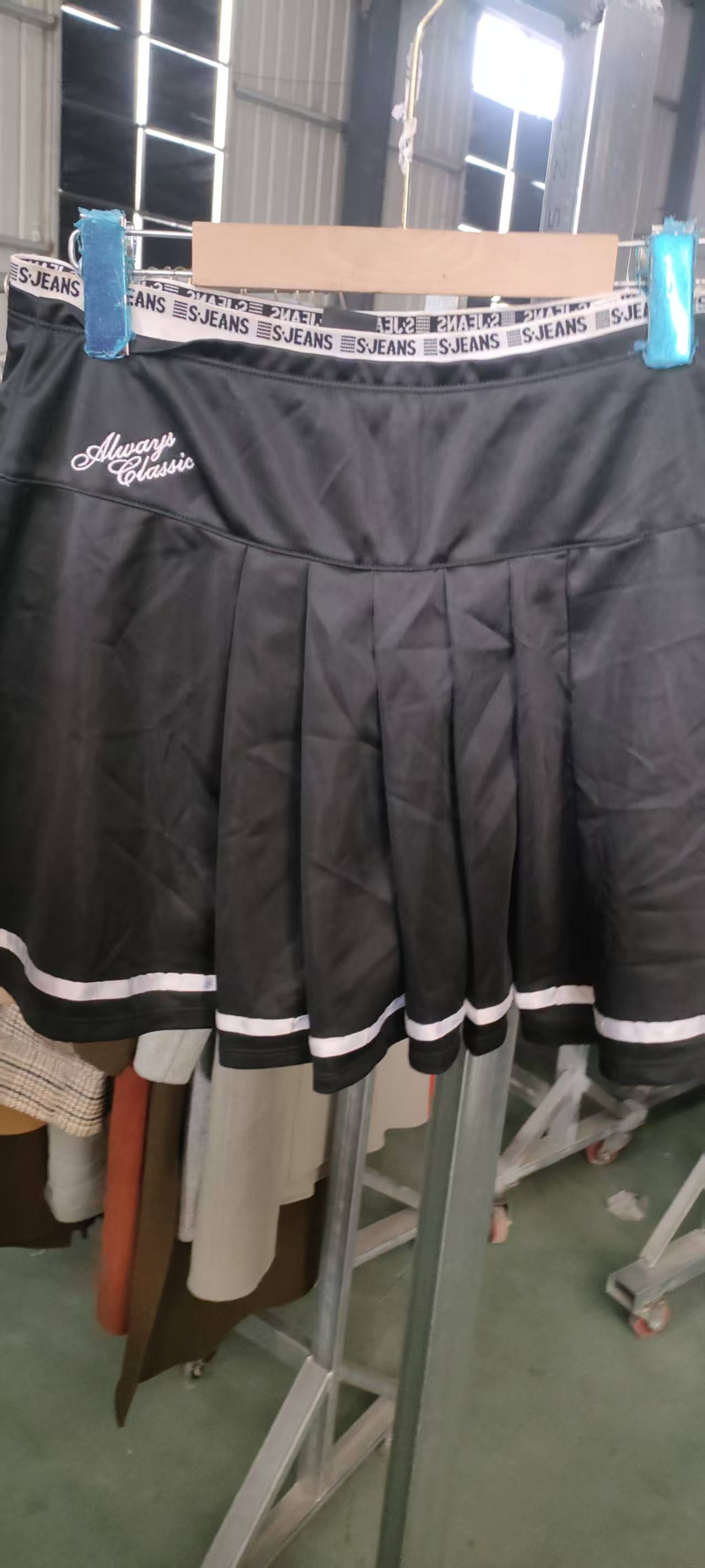 6(501-600)（直播间下单）开叉西装短裙百搭黑色百褶裙A字