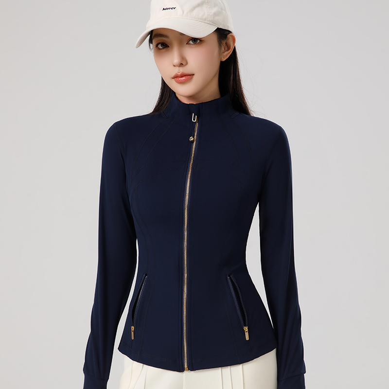 2025新款立领运动上衣女显瘦普拉提训练瑜伽长袖外套跑步健身衣