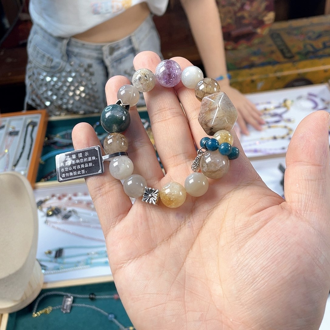 水晶手链银S925镀金镶嵌