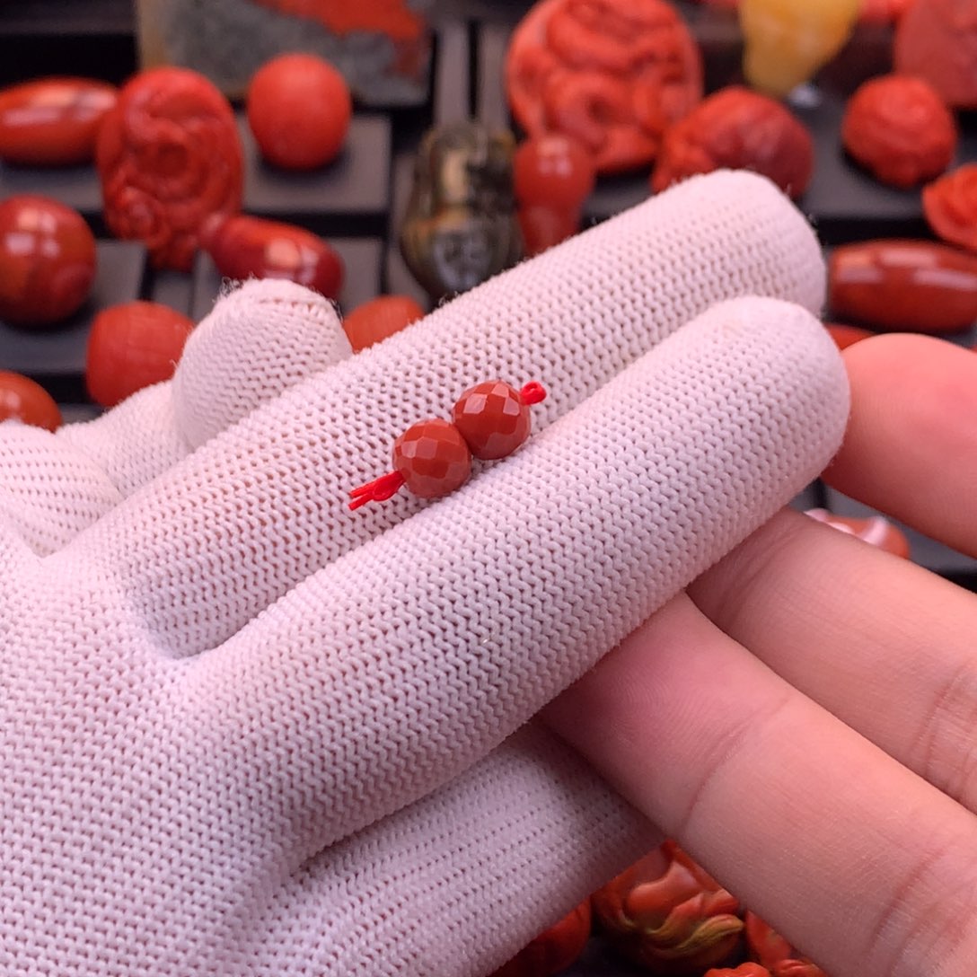 南红玛瑙未镶嵌川料原矿满色满肉无相老型对珠7mm