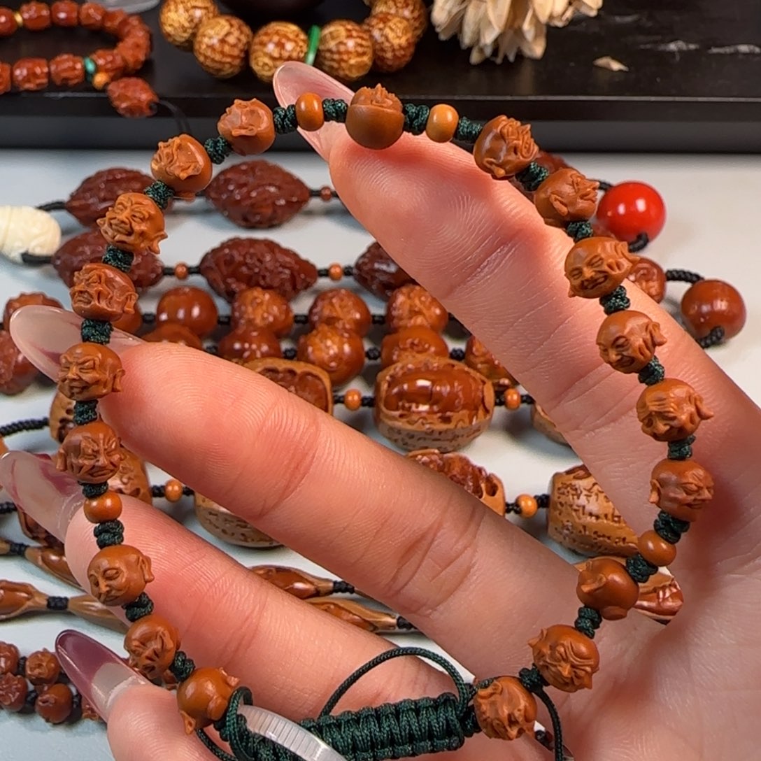 橄榄核手串/手链1****、尺寸0.8油核核尖十八罗汉手串