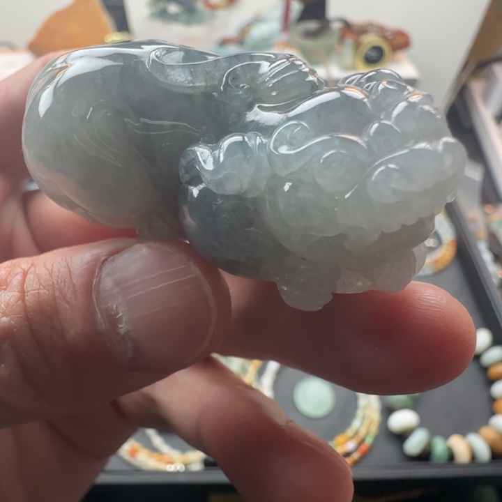 翡翠颈饰未镶嵌糯冰乌鸡貔貅挂件