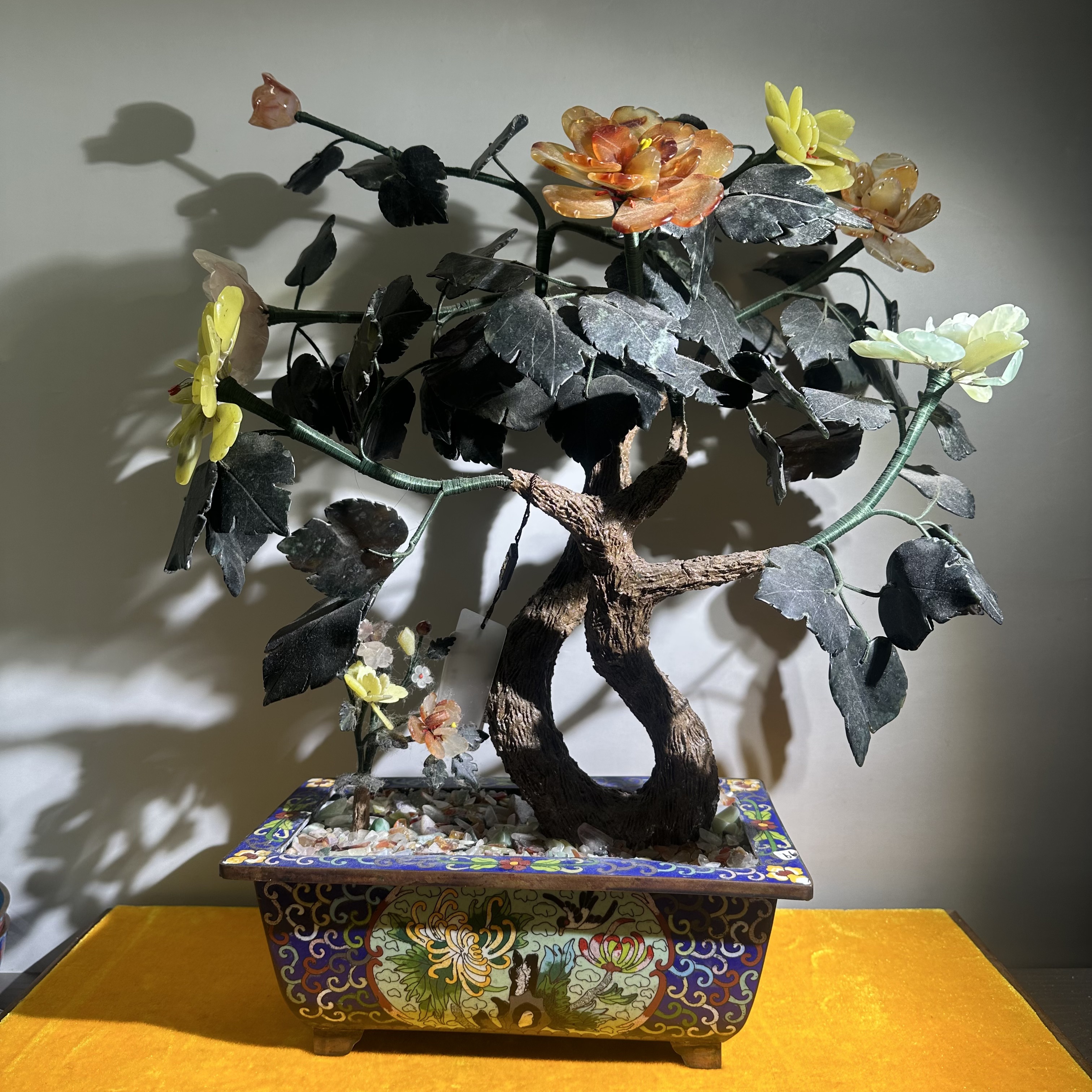 创汇时期/景泰蓝玉石盆栽/全品/T713066/北京朝阳文物
