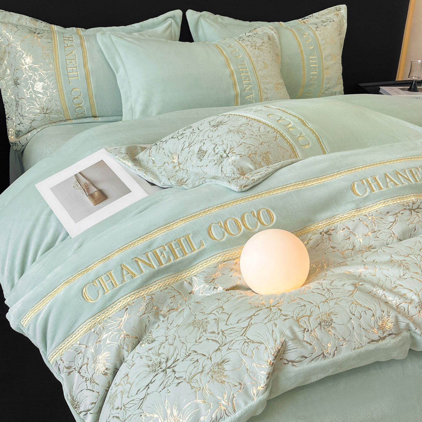 水星家纺高端冬季牛奶绒四件套加厚双面绒被套保暖毛绒珊瑚绒床品