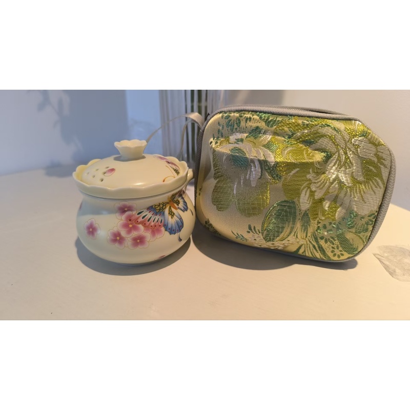 LX291黄乳蝶恋花茶咖杯一人饮旅行茶具