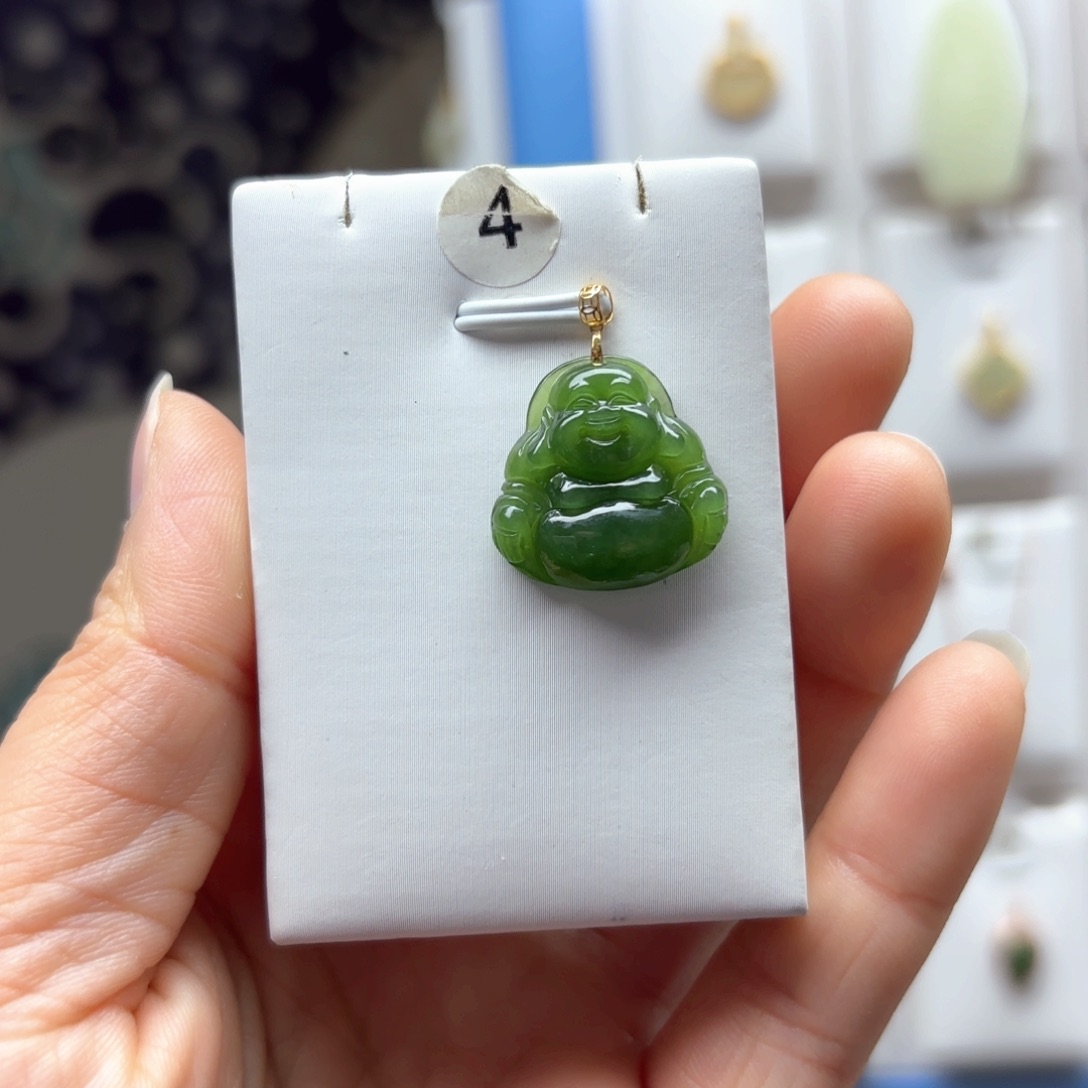 和田玉吊坠(不含链)18K金镶嵌