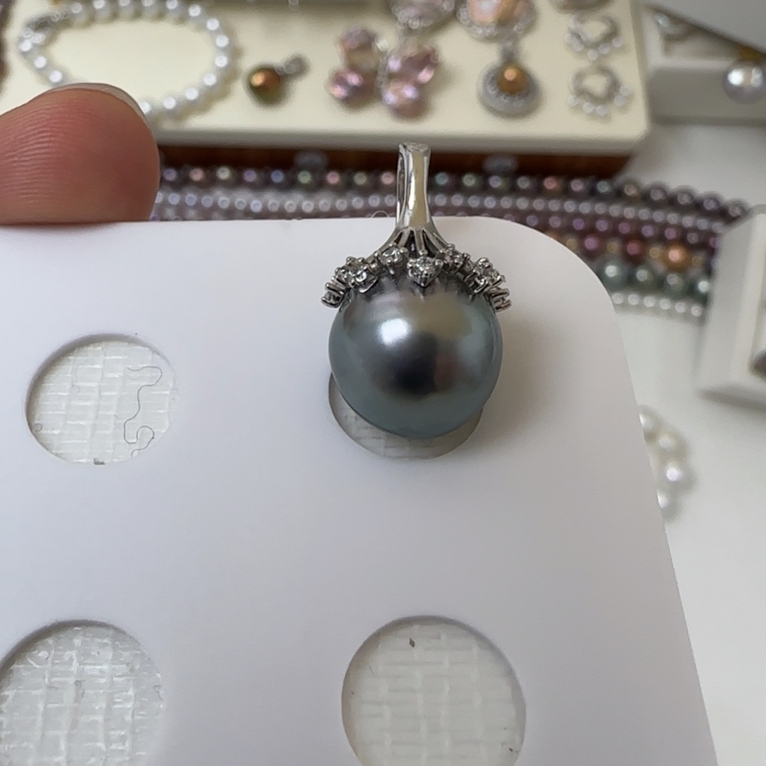 吊坠(不含链)银S925镶嵌海水珍珠