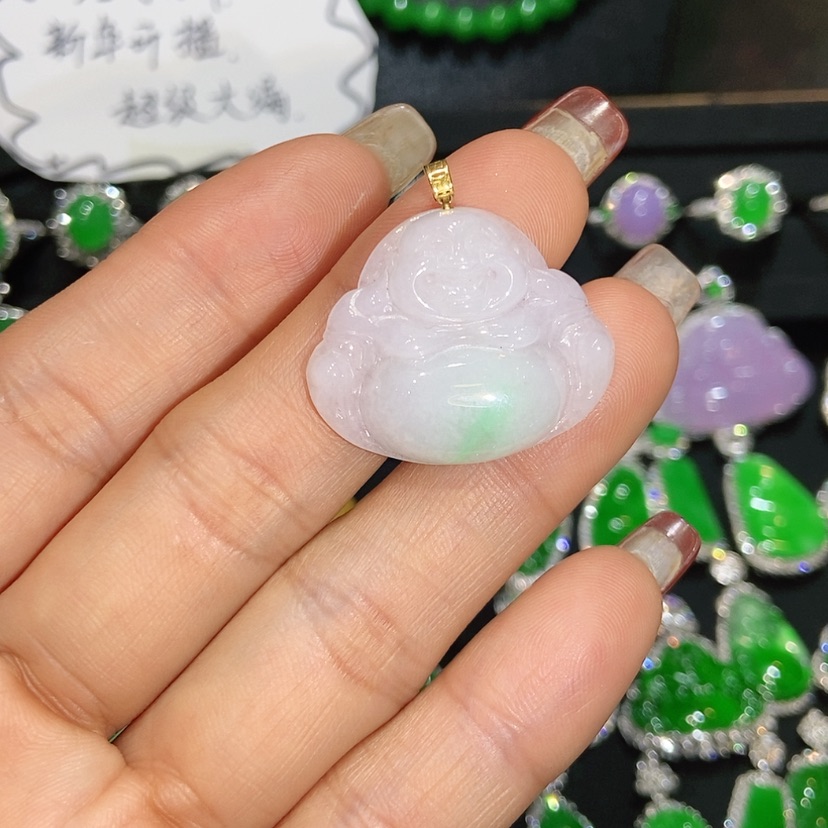 【闪购商品】翡翠颈饰18K金镶嵌天然翡翠