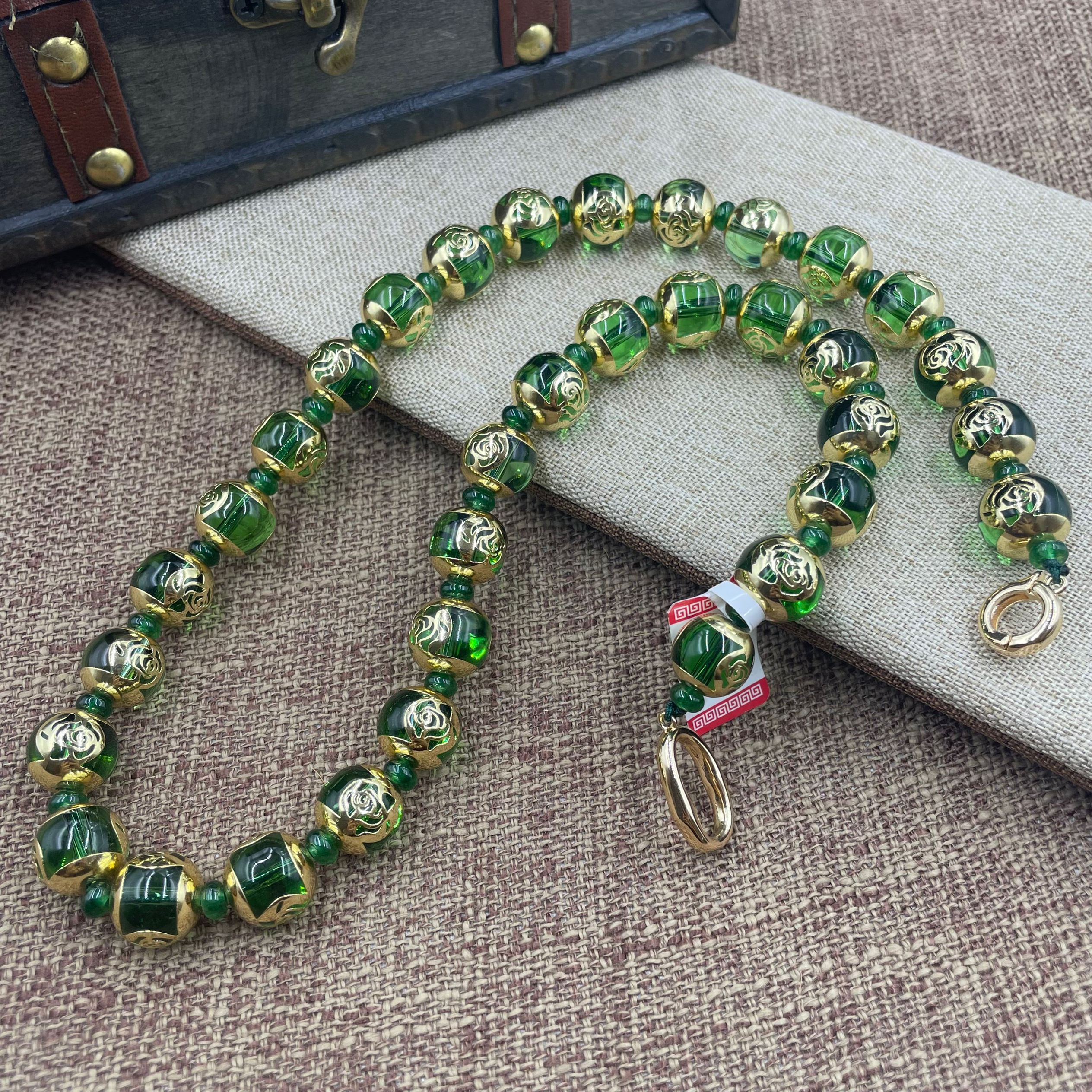 非金属珐琅项链 5092  绿色项链经典百搭气质