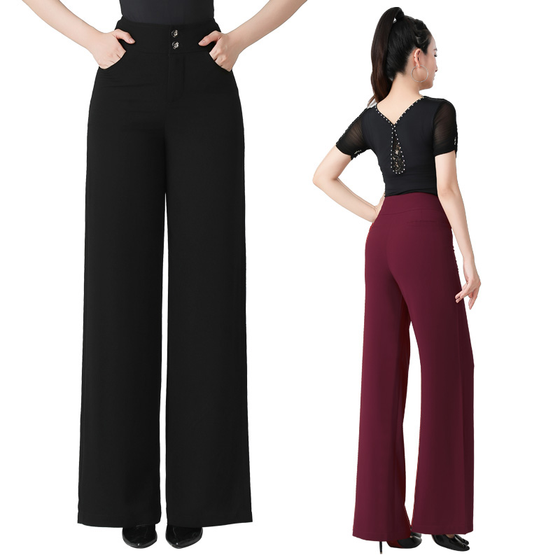 秋冬拉丁舞裤子高腰新款舞蹈裤国标舞裤女长裤跳舞裤交谊舞直筒厚