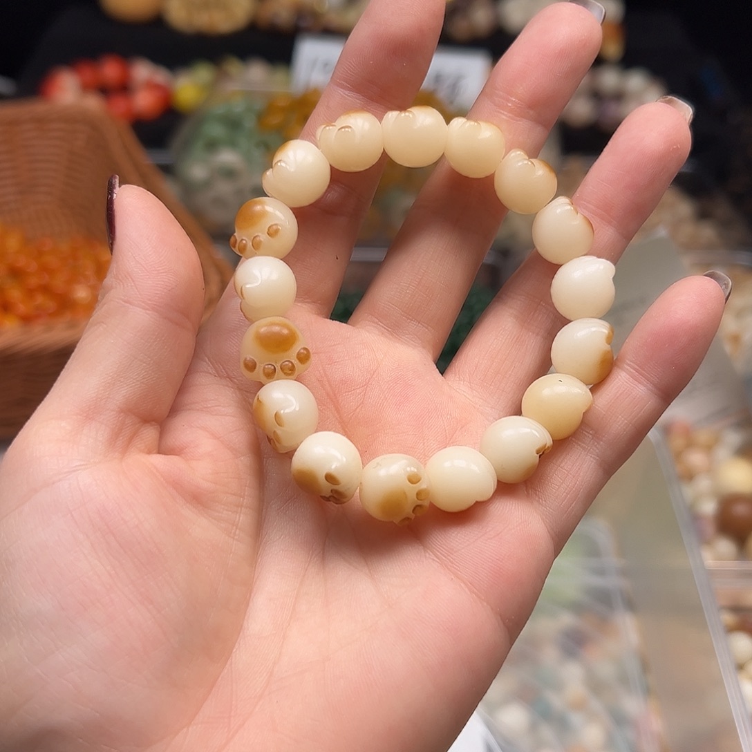 手串菩提根/象牙果微瑕12炭烤猫爪3头51颗