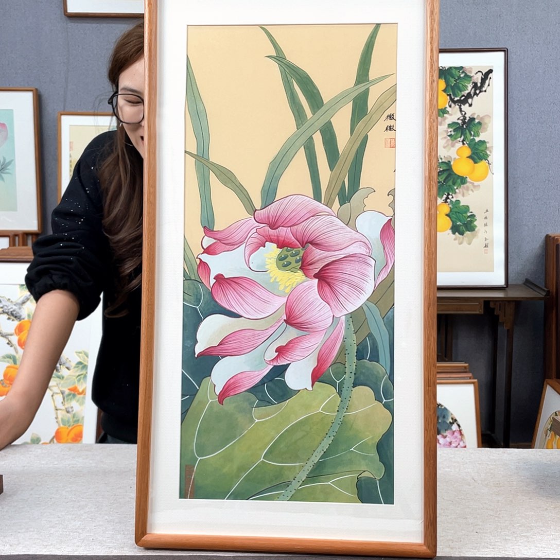 国画手绘带框尺寸：36*69