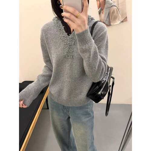 【精纺羊毛帽衫】艾妮冬季时尚新款女宽松长袖圆领厚款不扎CXYR631