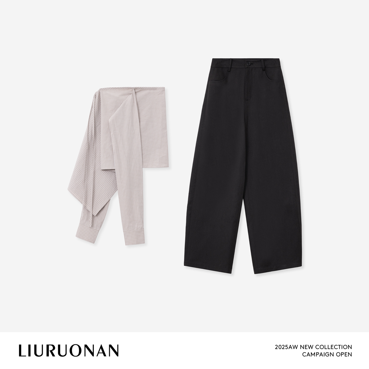 LIURUONAN 25WIN【衬衫帘西裤】小众设计感宽松显瘦阔腿西裤+屁帘