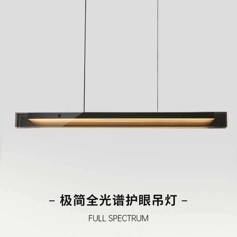 意式餐厅灯具高级感展厅灯别墅玻璃前台吧台灯办公室一字长条吊灯