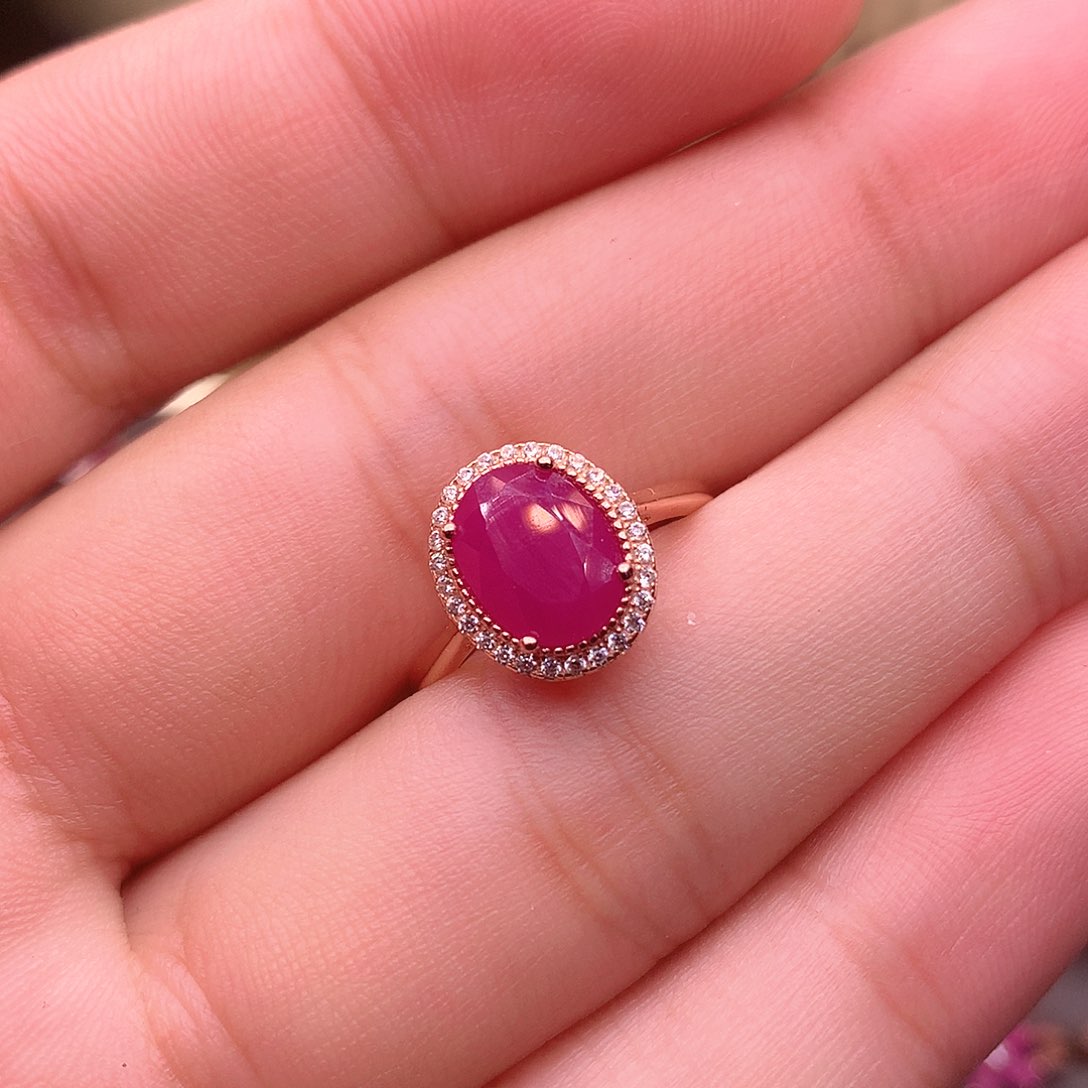 红宝石戒指银S925镶嵌